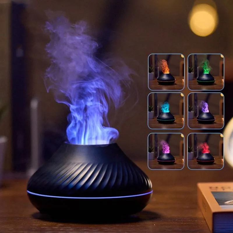 FlameEffectAirHumidifier130mlAromatherapyEssentialOilDiffuser