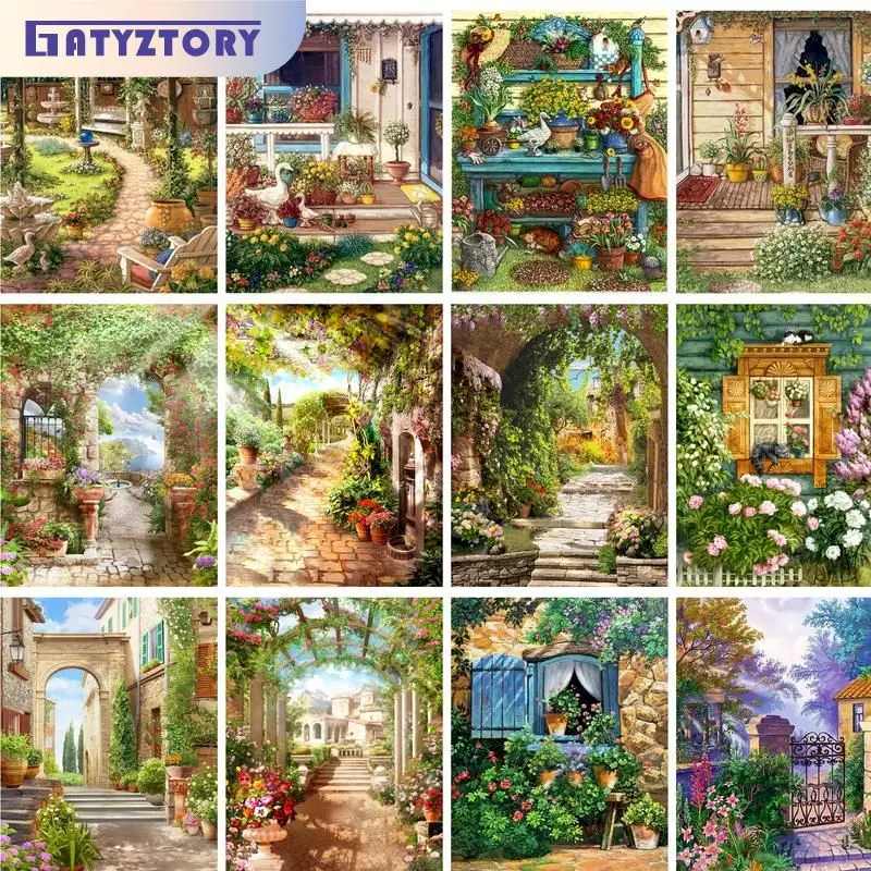 

GATYZTORY Modern Painting By Numbers Kill Time Pictures By Numbers Garden Scenery Diy Gift Drawing By Numbers Wall Decor Adults