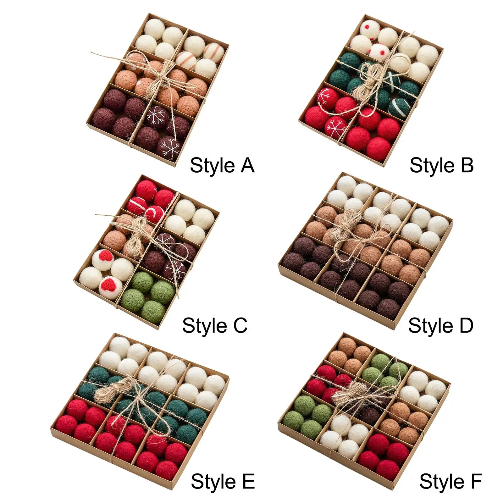 

24 Pieces Handmade pompoms 3cm Christmas Felt Wool Balls Wool Beads Wool Felt Balls Beads for Mantle DIY Garland Home Xmas Craft
