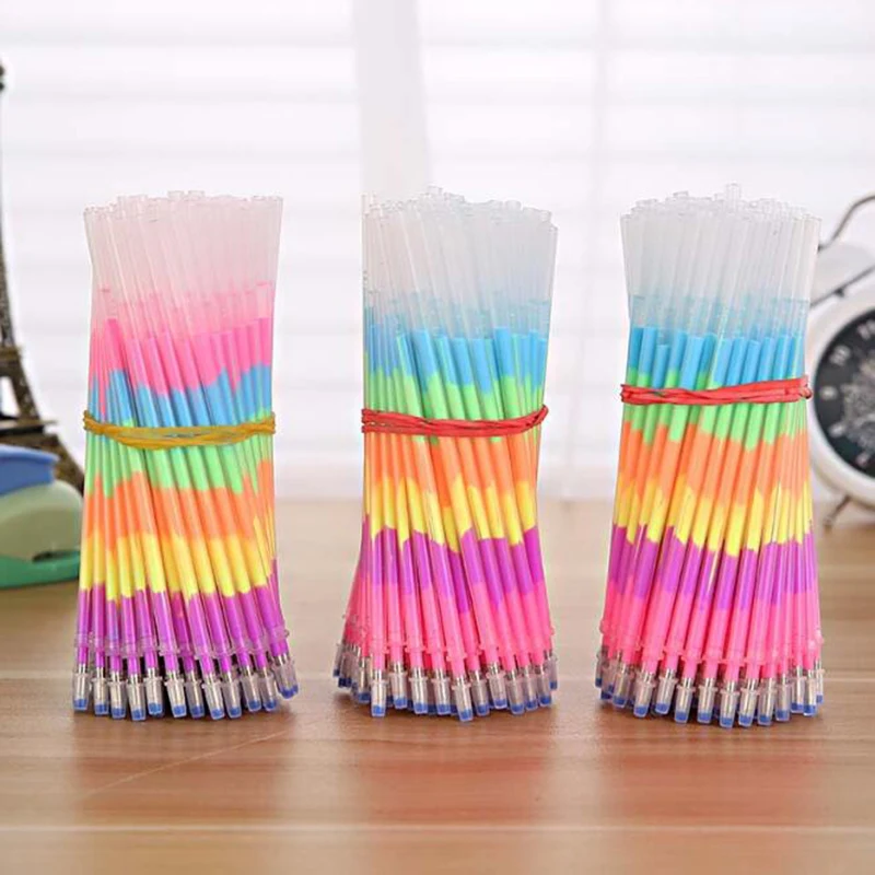 10 Refills + 2 Pen Sets 6 Colors Rainbow Gel Pen School Office Supplies Graffiti Mark Stationery Children Learning Stationery 4