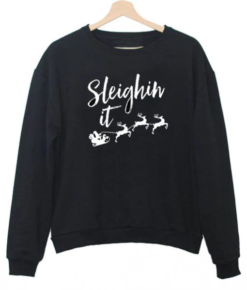 Kawaii Sleigh In It Cotton Christmas Pullover O Neck Women Sweatshirt Full Long Sleeve Fashion Shirts casual HarajukuHoodies