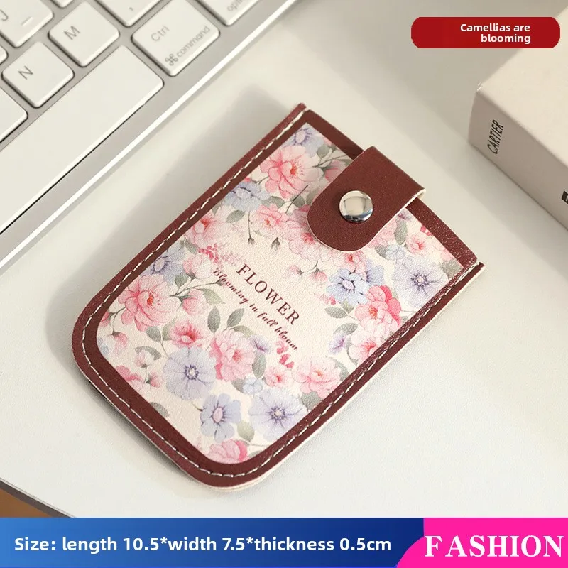 Vintage Oil Painting Pull Out Card Holder One Piece Women's Compact Ultra Thin Mini Cartoon New Style Niche Design Card Case Bag