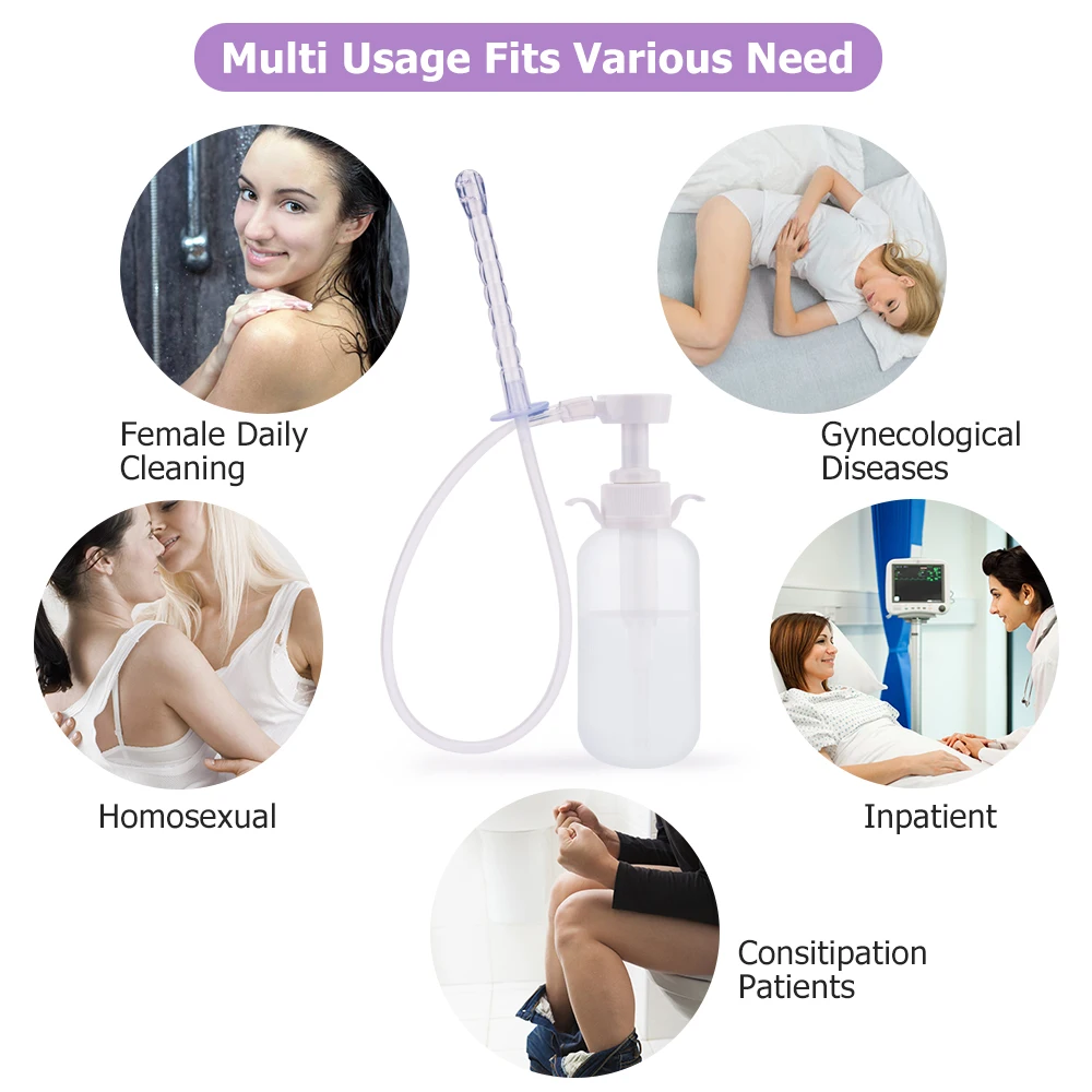 300/600ML Reusable Vagina Irrigator Syringe Anal Cleaner Enemator Vaginal Washing Device Kit Female Vaginal Enema Douche Shower 3