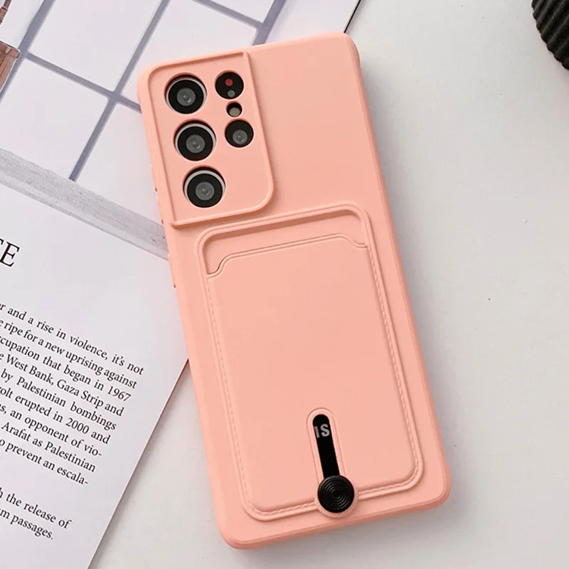 Premium Fine Hole Sliding Card Holder Silicone Phone Case – Shockproof Soft Back Cover
