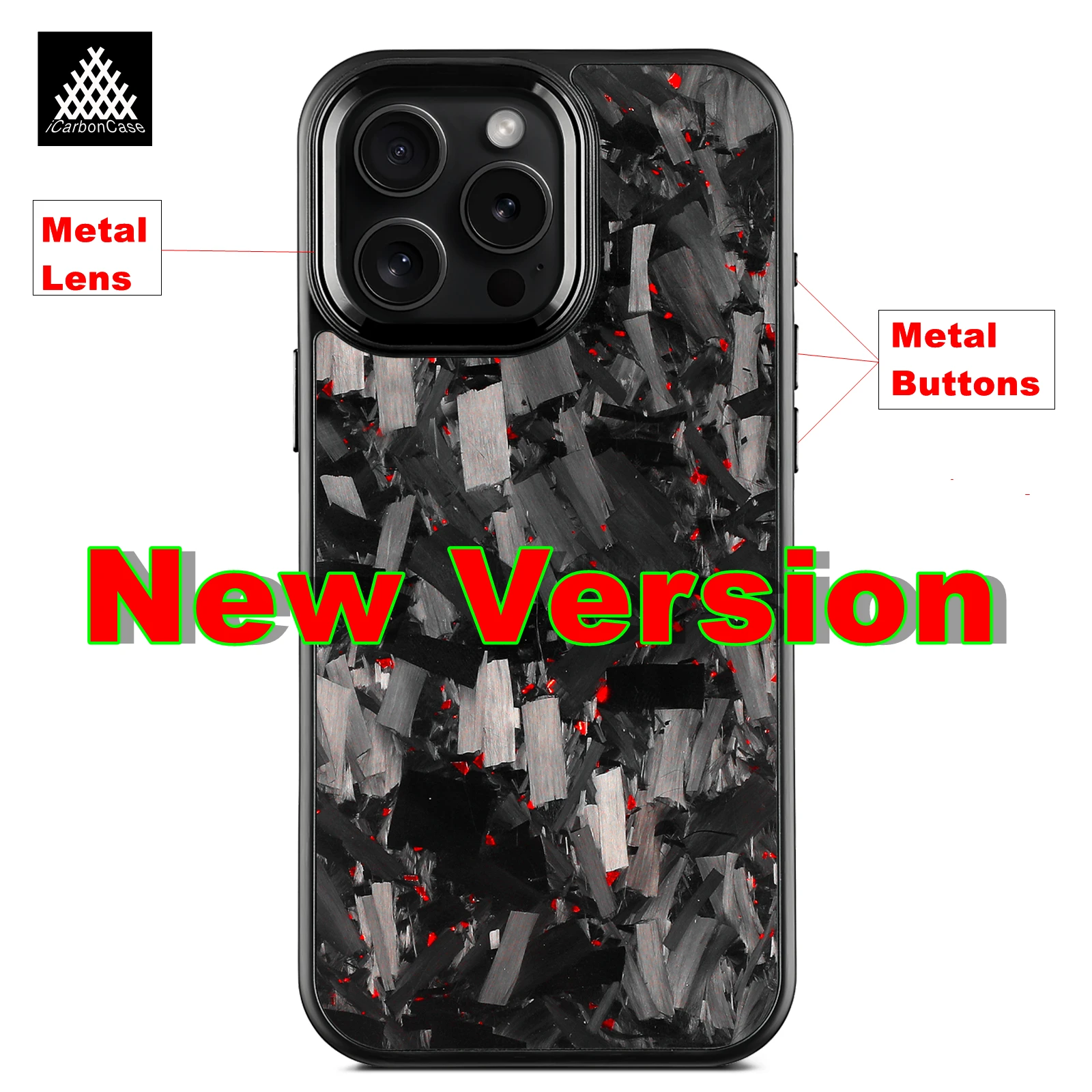 Magnetic Forged Carbon Fiber Phone Case with Metal Lens and Buttons for Car MagSafe Holder Charger
