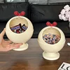 1 classic cream colored circular plastic tabletop storage box with transparent lid, suitable for living rooms and coffee tables 6