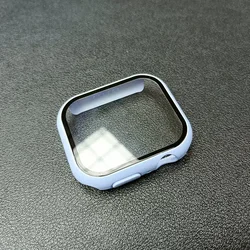 Premium Tempered Glass Case with Screen Protector for Apple Watch - Durable Protective Cover and Accessory Set (Ice Blue 7)
