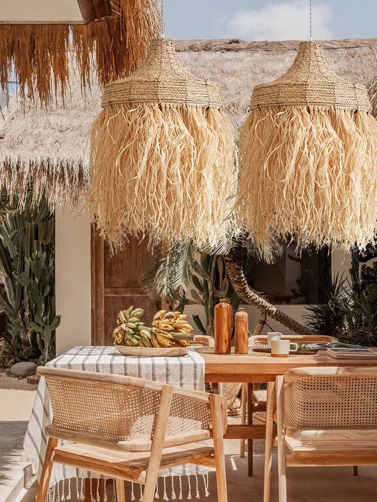 New Design Handmade Woven Wabi Sabi Rattan Grass Thailand Japanese Simple Natural Australia House Popular Pendant Lamps Lights 3