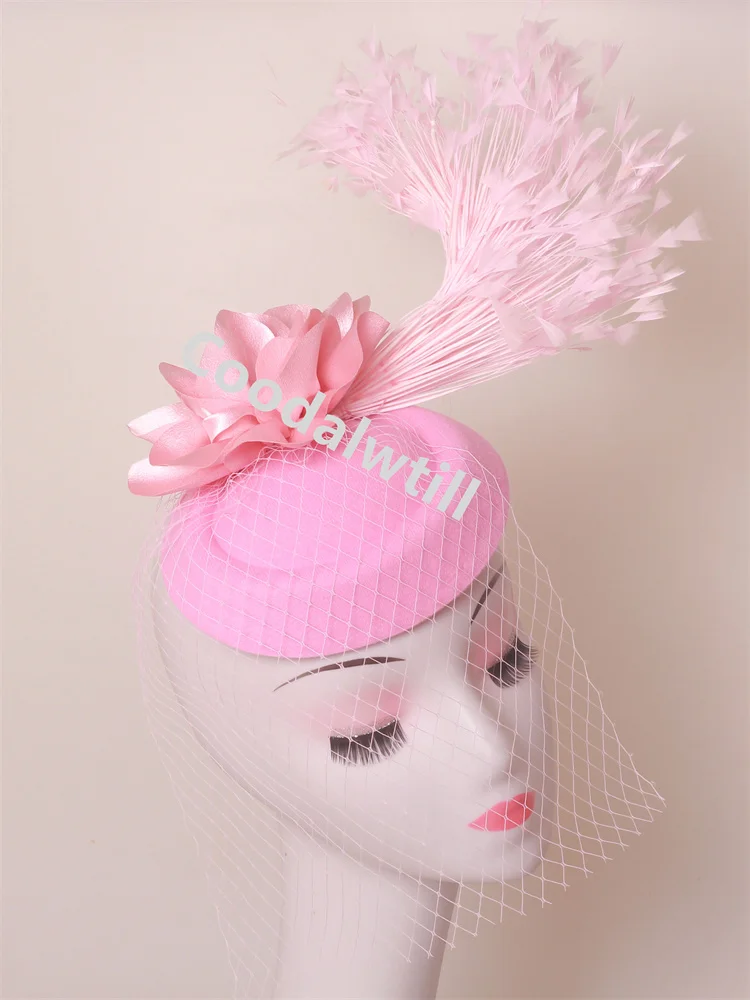 Schleier Blume Fascinator Hut Haarspange Damen Kentucky Derby Ascot Festival Kostüm Party Show Mädchen Kopfbedeckung Frauen Pillbox Cap – Detail 8