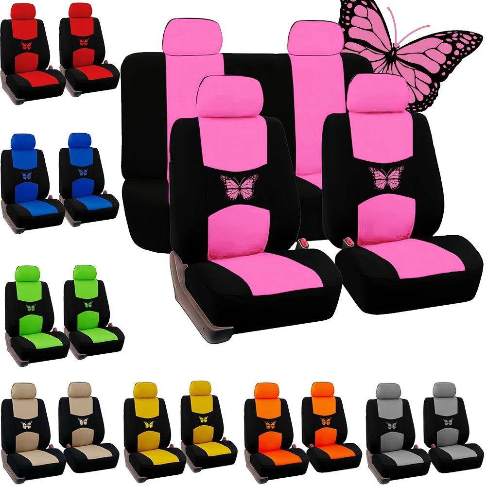 FashionCarSeatCoversUniversalCarSeatCoverFullSetButterflyCar