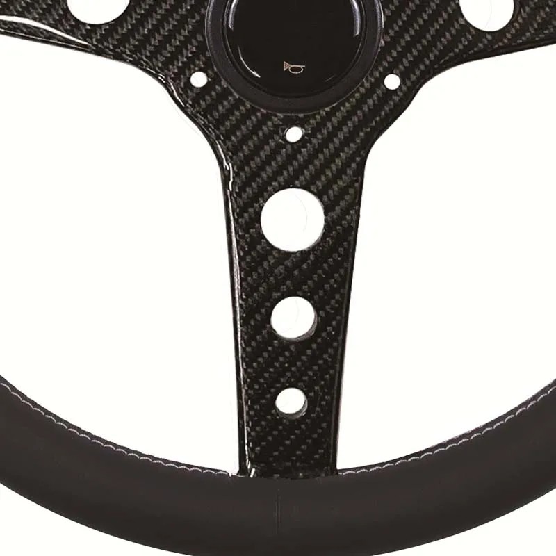 Volante da corsa 345mm/13.58 pollici stile Prototipo 6 bulloni in fibra di carbonio raggio volante in pelle nera accessori per auto