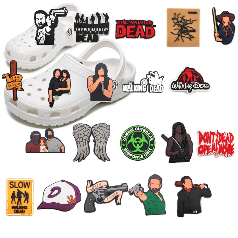American TV Pins Croc Charms The Walking Dead 1pc Pin Clog Backpack Accessories Wholesale Bulk For Kids Men Women Party Gifts