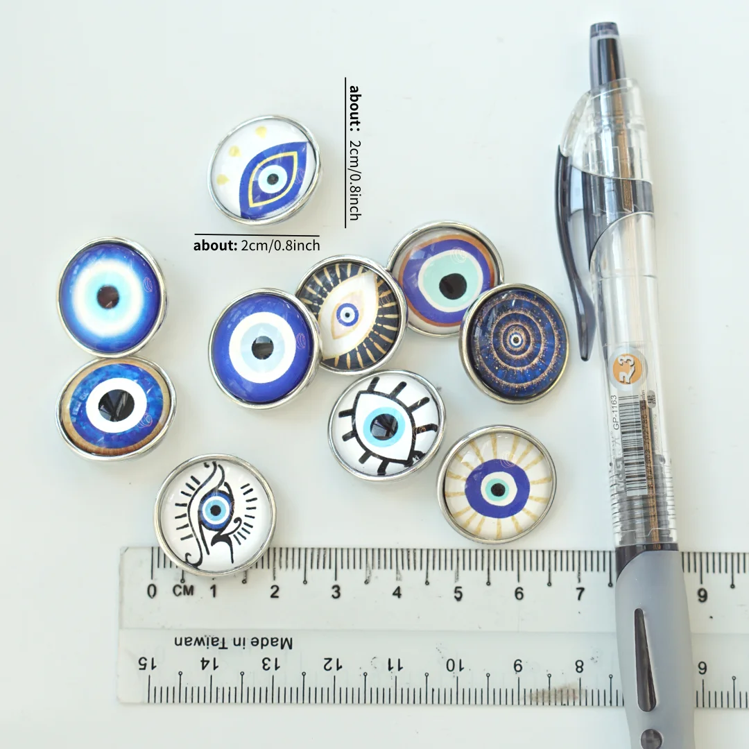 10 Pcs Devil's Eye Style Snap Buttons, Clothing Buttons, 18mm Snap Buttons,  Blue Clothing Buttons, Handmade Sewing Accessories