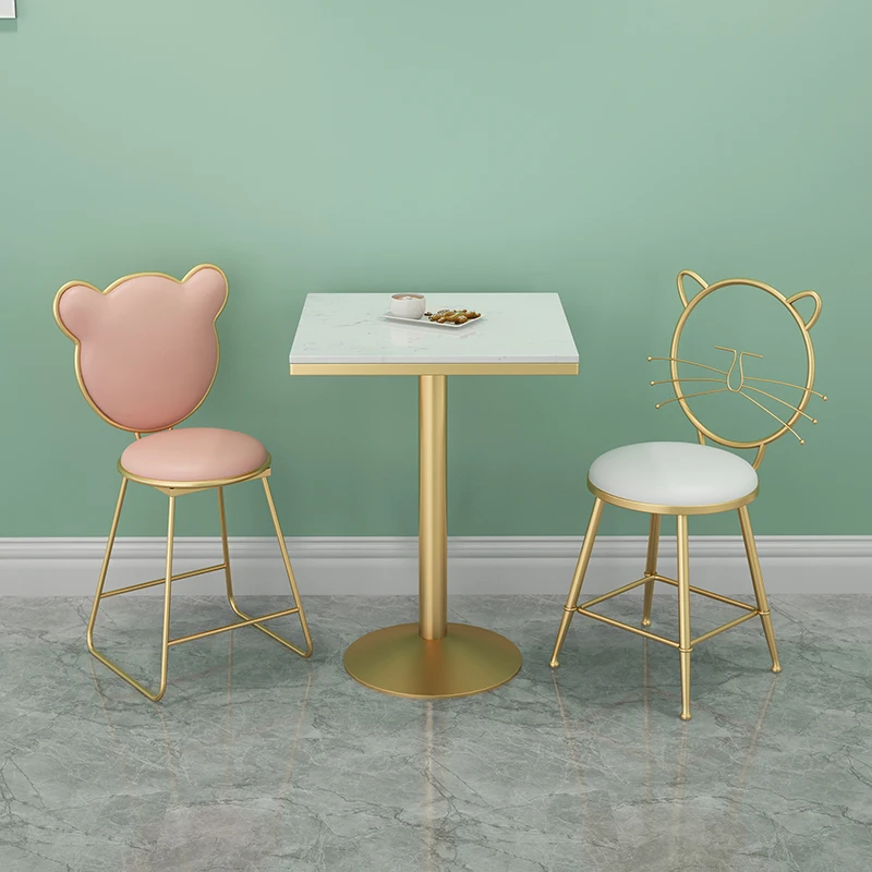 Cheap Modern Luxury Hot Coffee Shop Furniture Pink Velvet Fabric Cushion Chair With Golden Legs Chairs And Table Set For Cafe