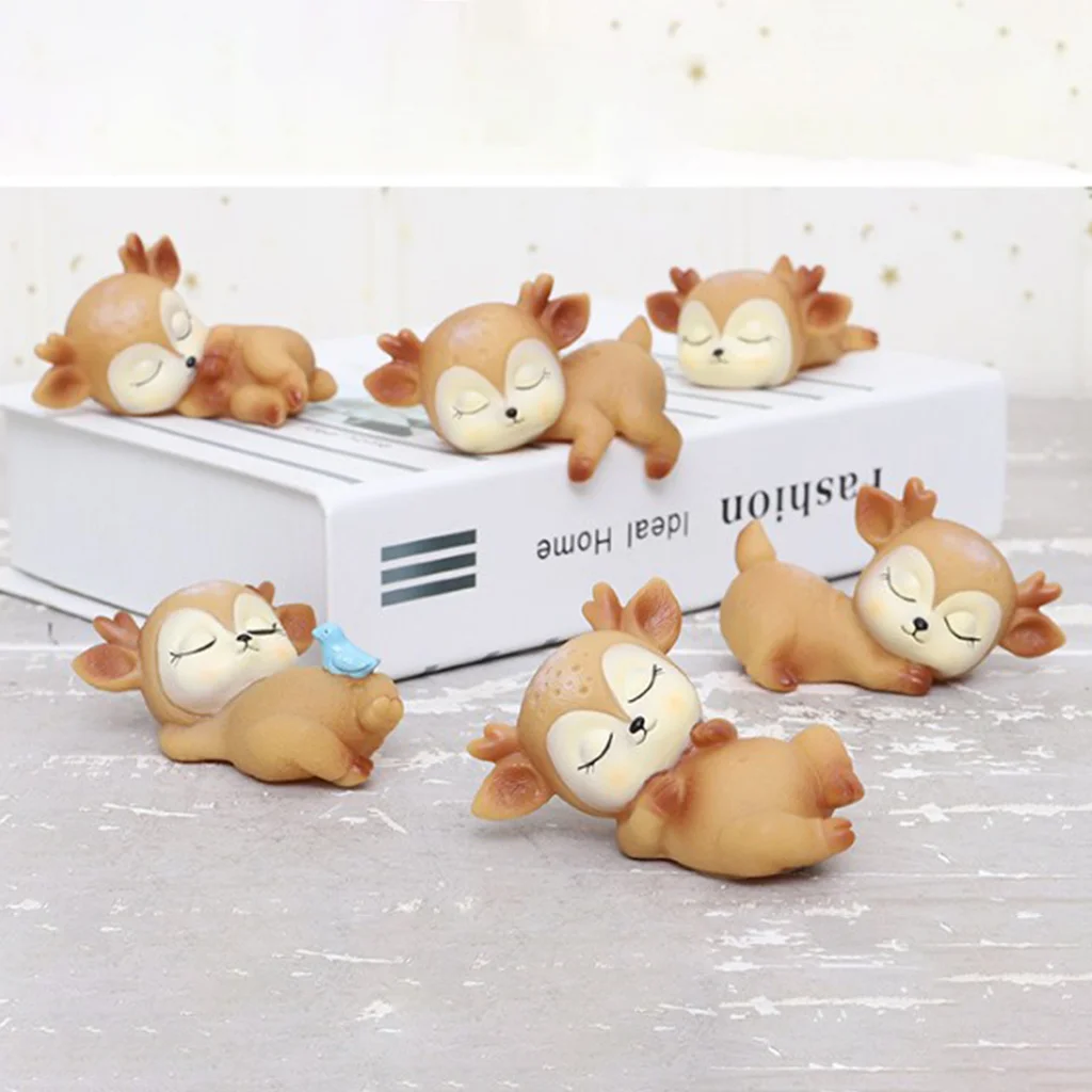 

Cute Sleeping Deer Figurines, Home Decor, Resin Ornament, Cake Topper, Party Desktop Decoration, Anniversary, Birthday Gifts