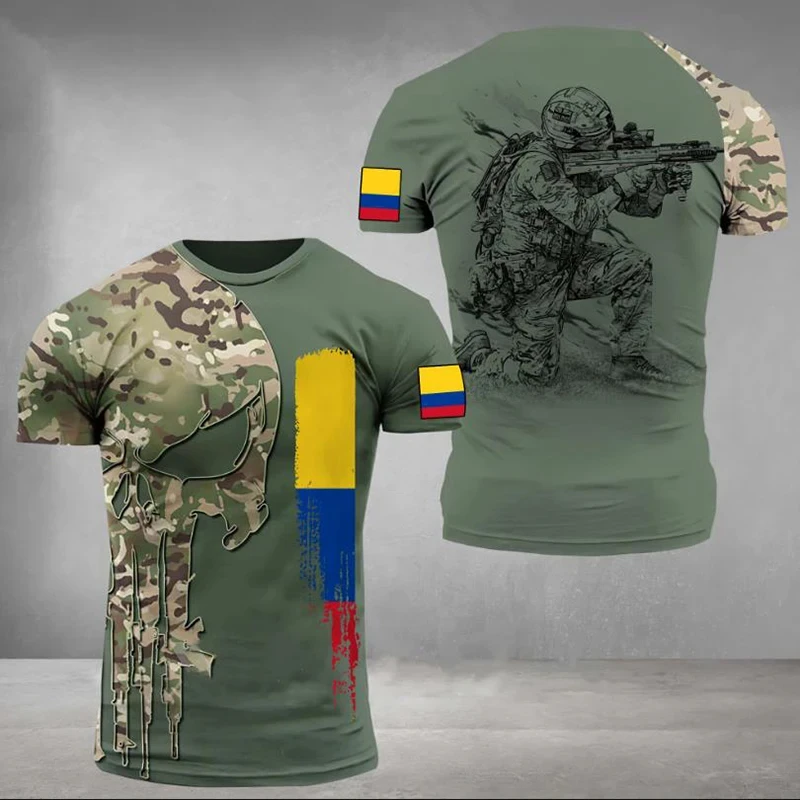 

Colombian Flag Camouflage 3D Printed T Shirt For Men Casual Veteran -Shirt Amo Ropa Hombre Oversized Soldier Male Boy Tops