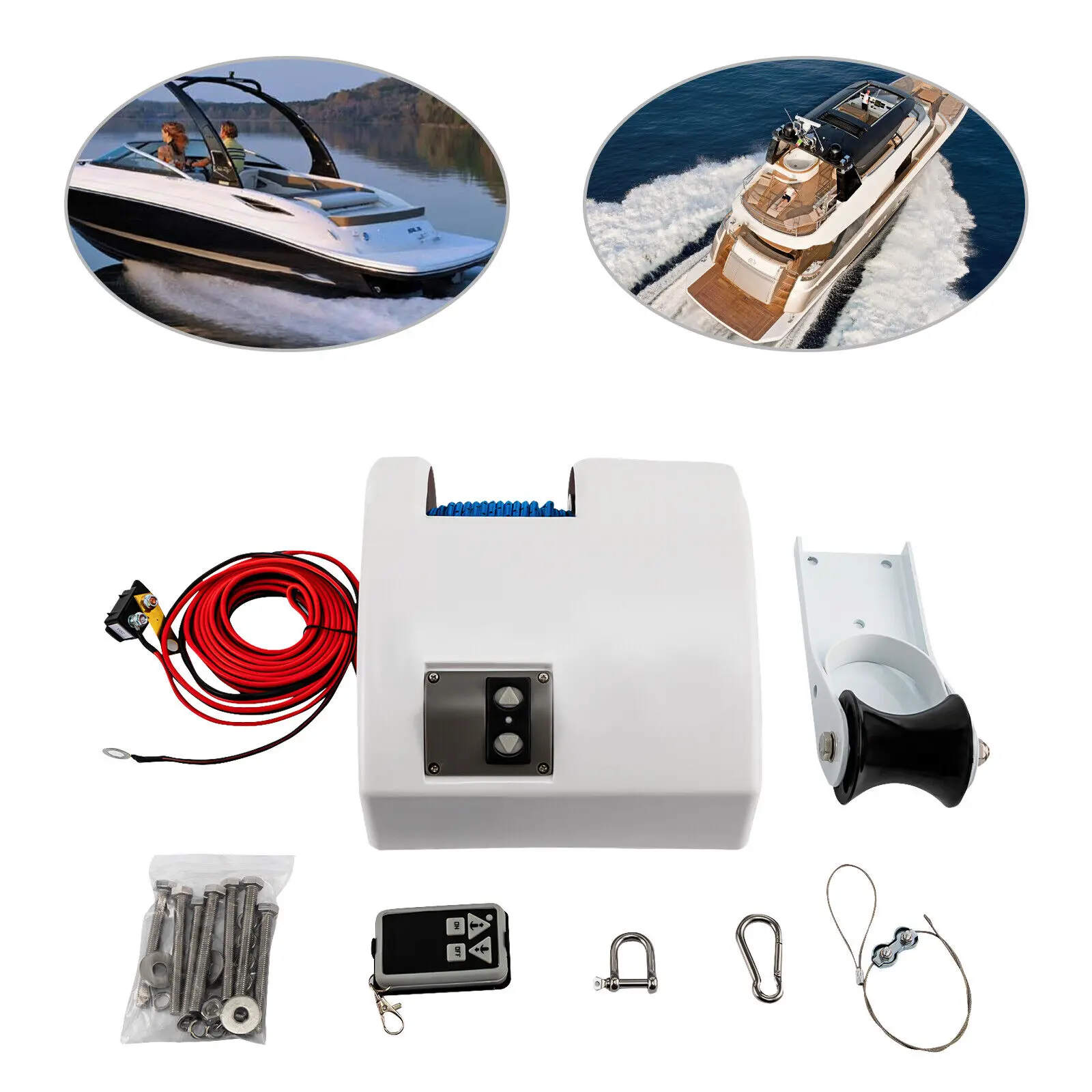 boat anchor winch pontoon windlass wireless remote switch kit sail trim controller boston whaler 12V  25LBS Boat Marine Electric Windlass Anchor Winch W/Wireless Remote Control