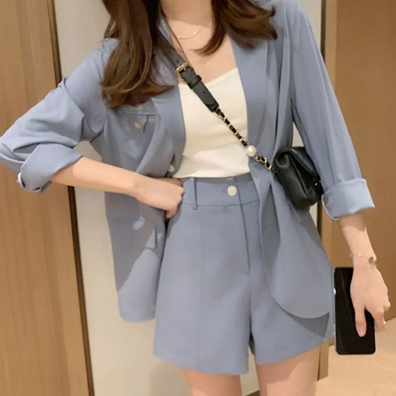 2024 Korean Preppy Style Single Breasted Blazer Spring Autumn New Fashion Chic Skirt Suits Women Solid Colors Office Blazers