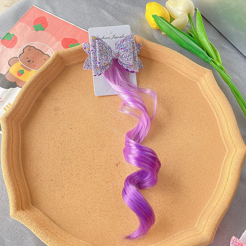 1pc Prinzessin niedlichen Farbverlauf lockiges Haar Fliege Perücke Mädchen Haarnadeln Kinder Kopf bedeckung Haar griff Haars pangen Haars pangen Haarschmuck – Detail 4