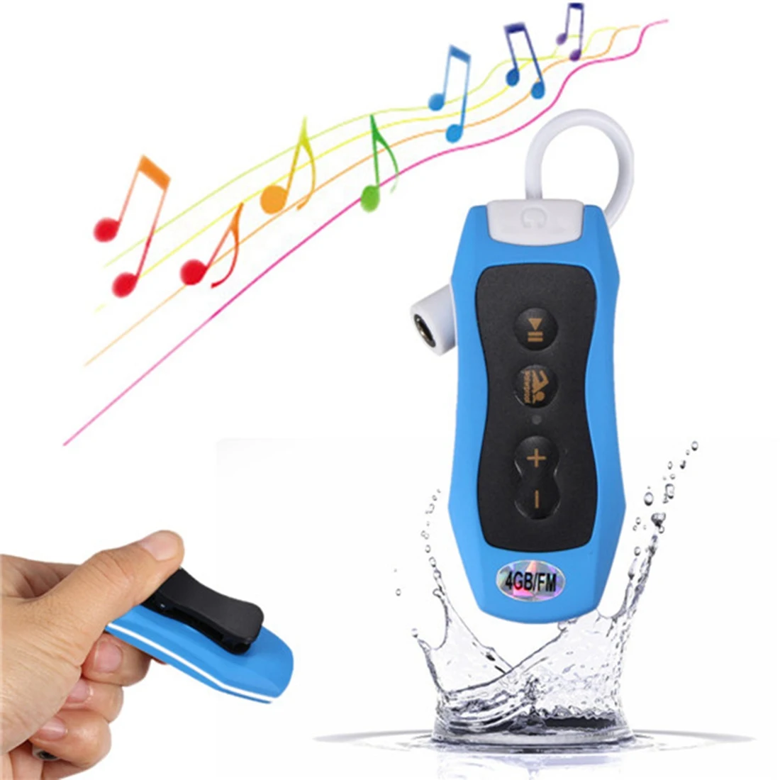 FM 라디오 IPX8 방수 MP3 음악 플레이어, 수영 다이빙 이어폰 헤드셋, 스포츠 스테레오 베이스 수영 MP3,4G 블루