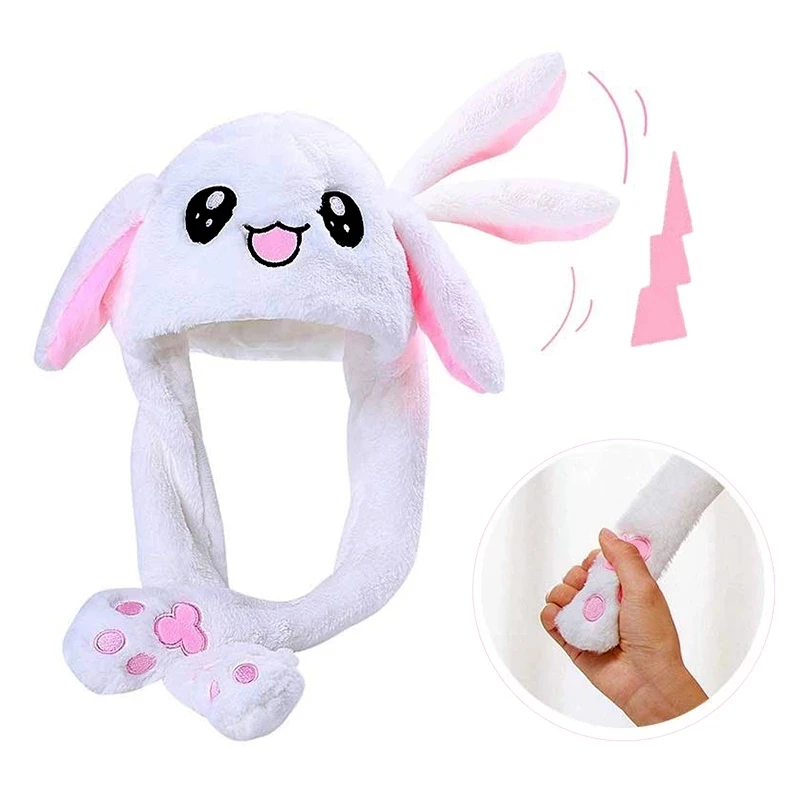 

Cute Hats with Earflaps Rabbit Women Girls Hat Plush Moving Shine Bunny Ears Hat Movable Ears Toy Hat Children Hip Hop Toy Caps