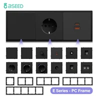 BSEED EU Standard Plastic Frames Mechanical Button Switches 1/2Way Power Sockets With USB Type-c ST/TV/CAT6 DIY Function Parts