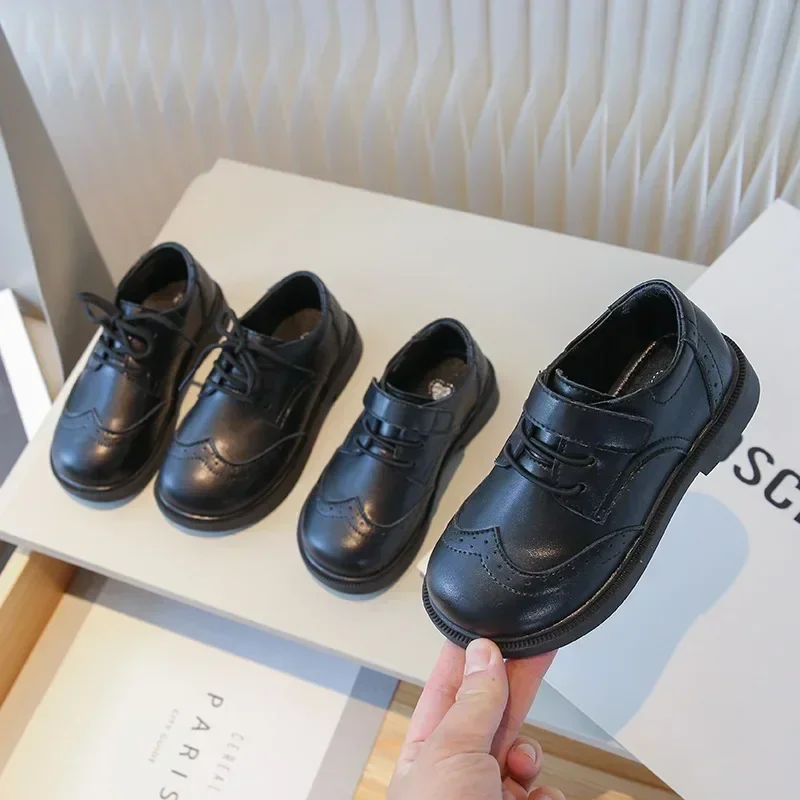 School Student Shoes for Boys Kid Spring Autumn Block New Black Boy Girl Loafer Soft Sole Kid Flats - 2