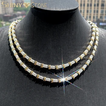 아이스 아웃 크로스 X 모양 목걸이, 골드 실버 컬러, 3mm 테니스 체인 큐빅, CZ 참 초커, 여성 쥬얼리, 2024 신상