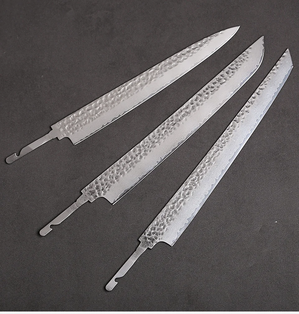 Damascus Steel VG10 Chef Knife Blank - Hand Forged Kitchen Knife Making Tool