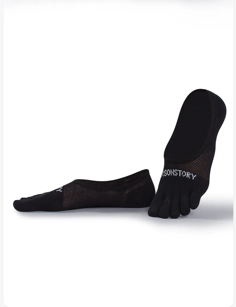 1 Paar Sommer-Herrensocken mit fünf Zehen, atmungsaktives Mesh, feuchtigkeitsableitend, weiche Baumwolle, für Laufsport, flache Bootssocken – Detail 8
