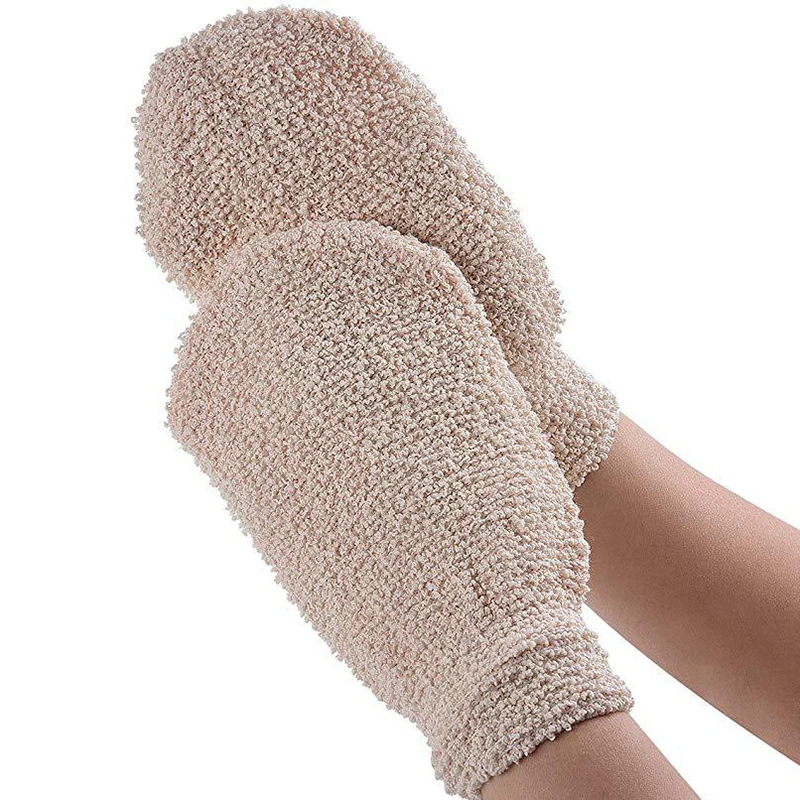 1Pc Exfoliating Hemp Bath Glove Mitten Scrubber Natural Bamboo Fiber Remove Dead Skin Deep Clean Double-Sided Gloves bath gloves
