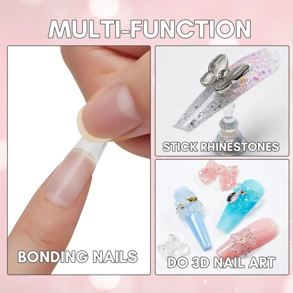 5ml Soft Nail Tips Gel For Press On False Nails Solid Sticker Adhesive Nail Gel UV Bond Rhinestone Fake Tips Extension Nail Glue 4