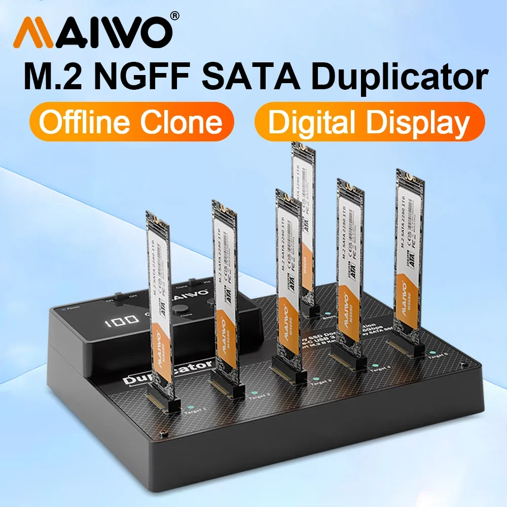 MAIWO Offline Clone 6 Bay M.2 SATA NGFF SSD Enclosure Case Support USB 3.1 to M2 SSD Docking Station For M.2 sata ngff Disk