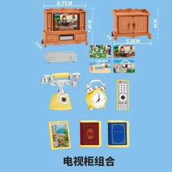 Miniature Dollhouse Furniture & Accessories Set - Living Room, Bedroom, and Supermarket Shopping Playset (TV cabinet)