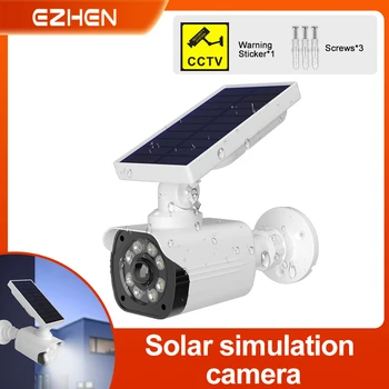 1PC Solar Battery Powered, Waterproof Fake Security Camera, Dummy Cameras, Motion-Activated Flood lights, Realistic Look 1