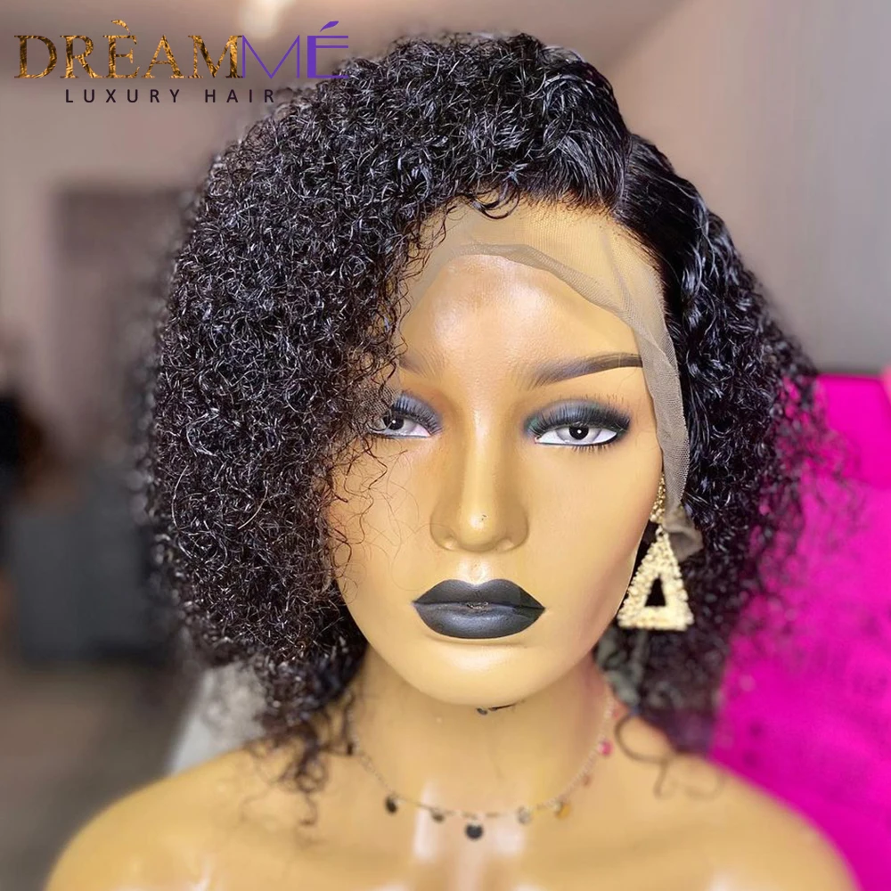 Honey Blonde Colored Short Curly Bob 13X4 Lace Front Human Hair Wigs Brazilian kinky curly Lace Closure Frontal wig For Women