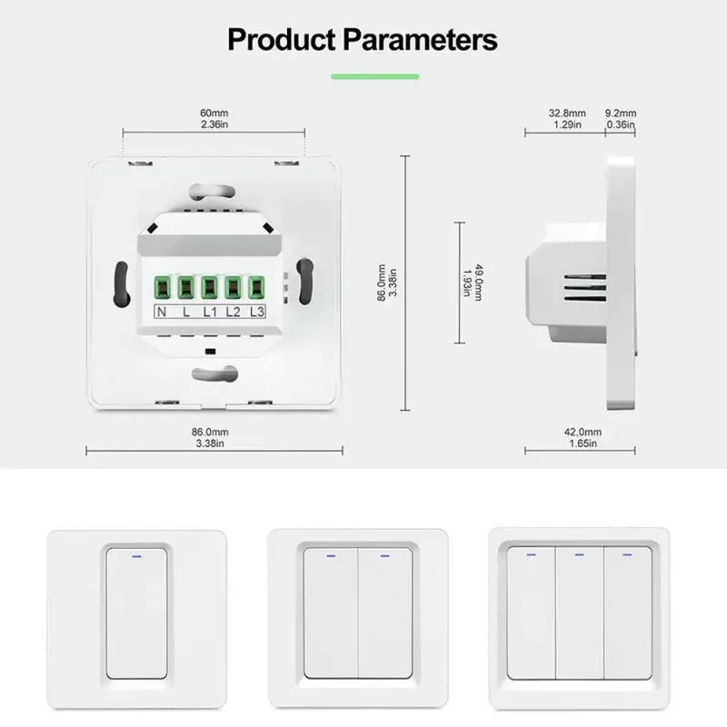 TuySmart WiFi 라이트 스위치 벽면 푸시 버튼 1/2 웨이 Google 홈 Alexa Assistant SmartThings APP 무선 제어와 호환 가능