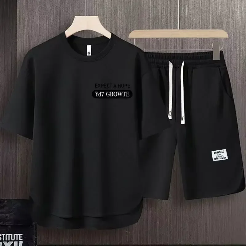 thumbnail image 1 of Sudaderas para hombre, camisetas cortas, conjuntos de chándal marrón, conjunto de pantalones cortos para hombre con alfabeto, tendencia 2024, camisetas y tops casuales, novedad, XL, 1 of 5