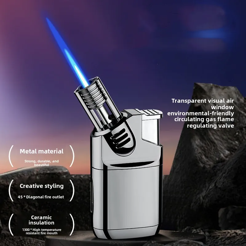 Mini Metal Windproof Cigar Lighter Welding Gun Butane Gas Lighter Turbine Torch Lighters Gadgets For Men（NO Gas）