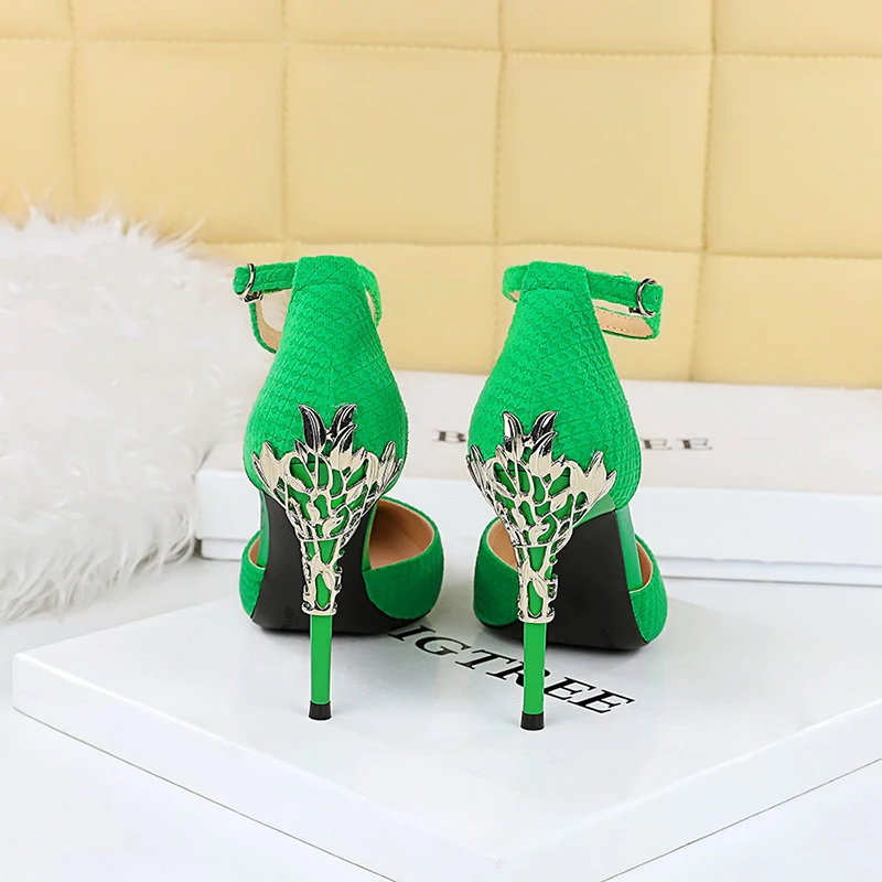 ZOOKERLIN Pointed Suede Metal Decorative Woman Sandals Stiletto High Heels Solid Color Buckle Sexy Party Shoes For Women's Pumps