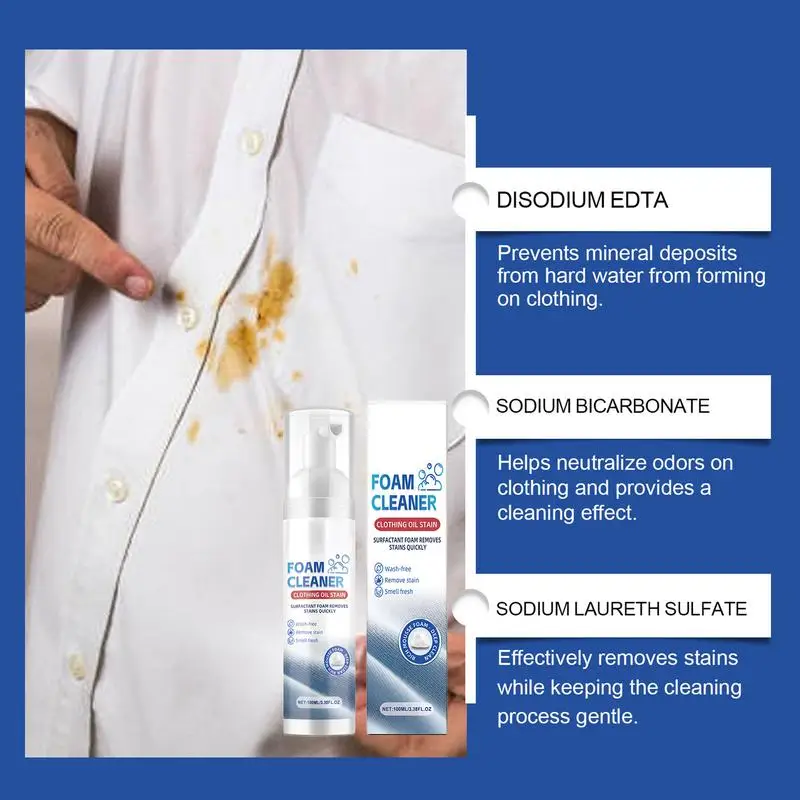 100ml Dry Cleaner Clothing Stain Remover No Wash Foam Cleaning Agent Multi-functional Non-rinse Foam Spray Gentle Dry Cleaner