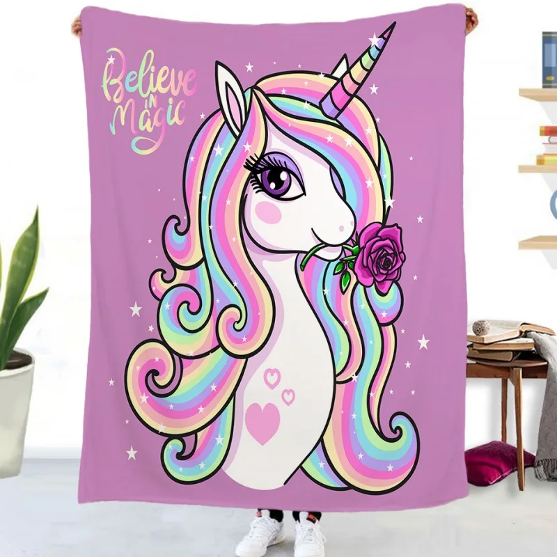 

Rainbow Unicorn Flannel Blanket For Kids Boys Girls Christmas Gifts Picnic Travel Bed Sofa Chair Applicable All Season Blanket