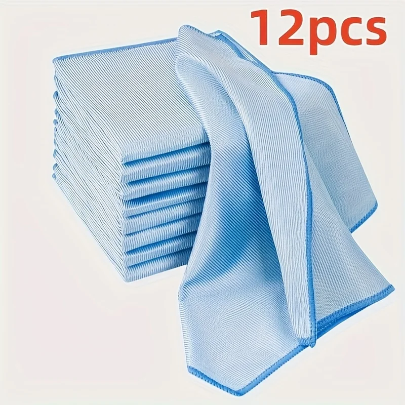 Lot de 12 chiffons de nettoyage en verre microfibre extra large – Super absorbant, non pelucheux et sans trace, emballage indépendant, adapté