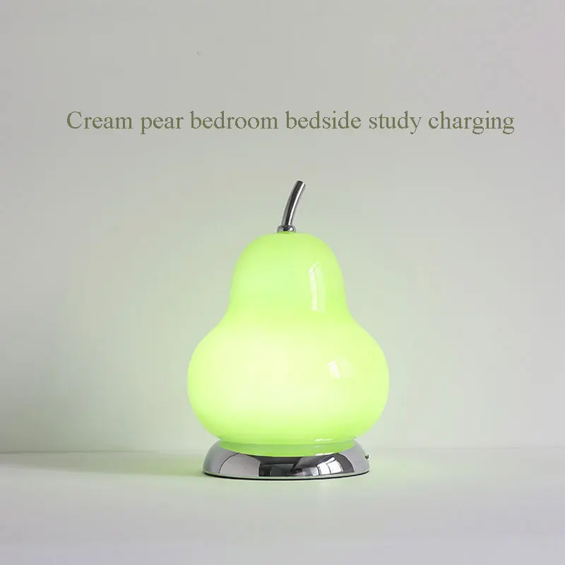 

Middle French Cream Pear Bedroom Bedside Study Rechargeable Touch Portable Atmosphere Small Night Table Lamp