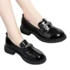 Soft leather single shoe women's 2024 new soft sole comfortable patent leather English style loafers work small leather shoes 5
