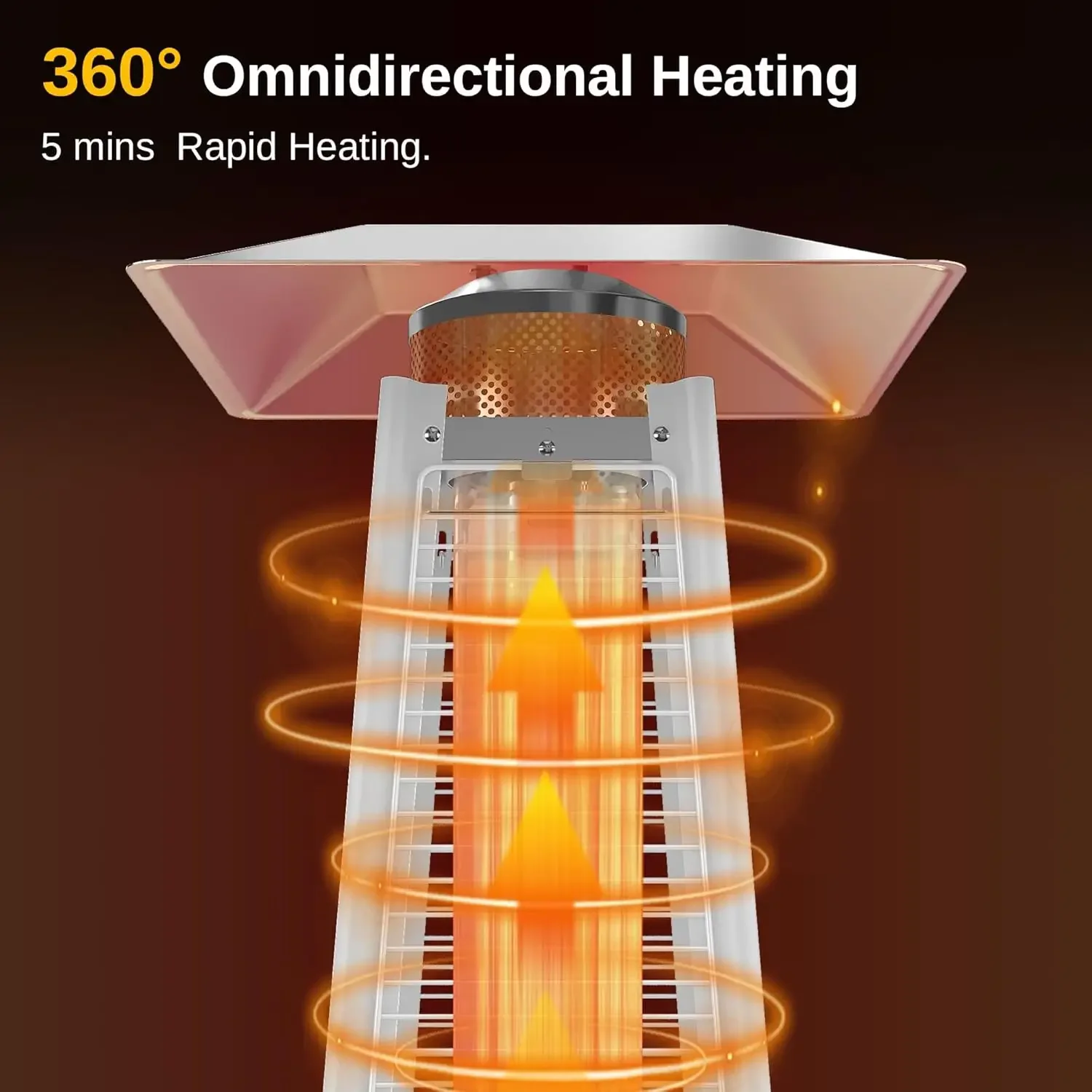 Description Picture 6 of itemPyramid Patio Heater 48,000 BTU Outdoor Patio Heater Quartz Glass Tube Propane Heater Triple Protection System With Wheels