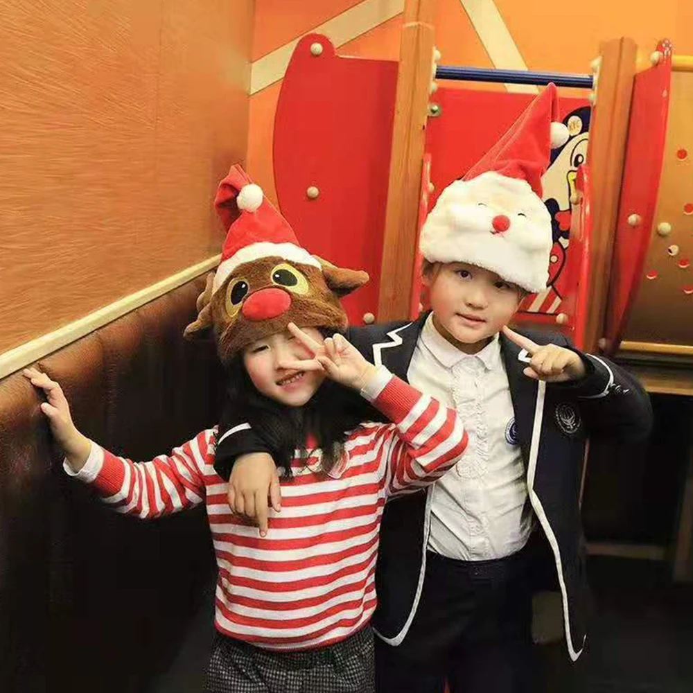 Singing Dancing Christmas Hat Cute Santa Hats for Adults & Kids Funny Swing Musical Funny Toy Hat for Christmas Party