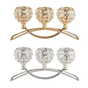 New Light Luxury Crystal Candlestick Candelabra Candle Holder Ins Wind Candlestick Dinner Candle Cup Wedding Centerpiece