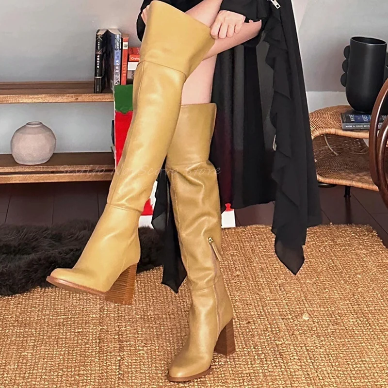 Brown Toe-Tight Boots For Women, Not Above The Knee, High-Heeled Toe-Tight High-T | ChicGrl