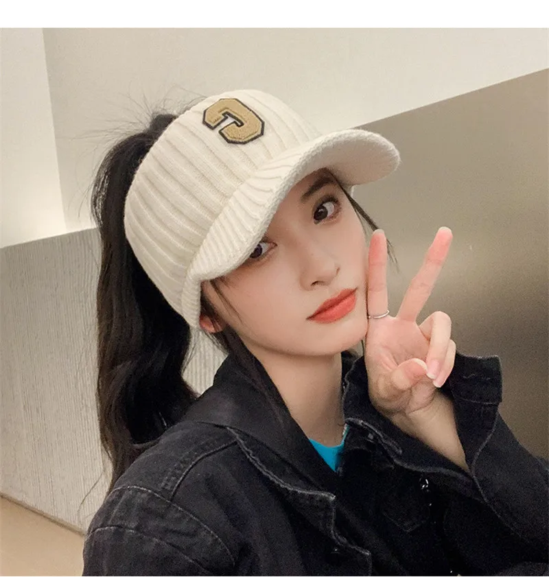 Căciulă de schi casual pentru femei, cu litere C solide, sport, unisex, iarnă caldă, vizor, pălării de agrement, șapcă gorros_voghion.com